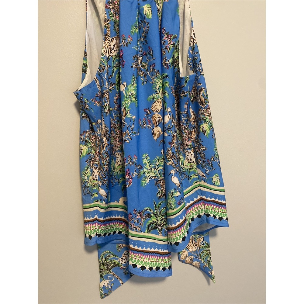 Lilly Pulitzer Julien Top Size Small Blue Thistle Tiger Queen - Picture 3 of 8